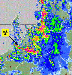 柏崎刈羽原子力発電所付近の降雨（７月２８日７時１５分）